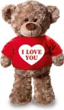 Bellatio Decorations Shoppartners Bv Knuffel teddybeer hartje - i love you - 24 cm - pluche - met shirt