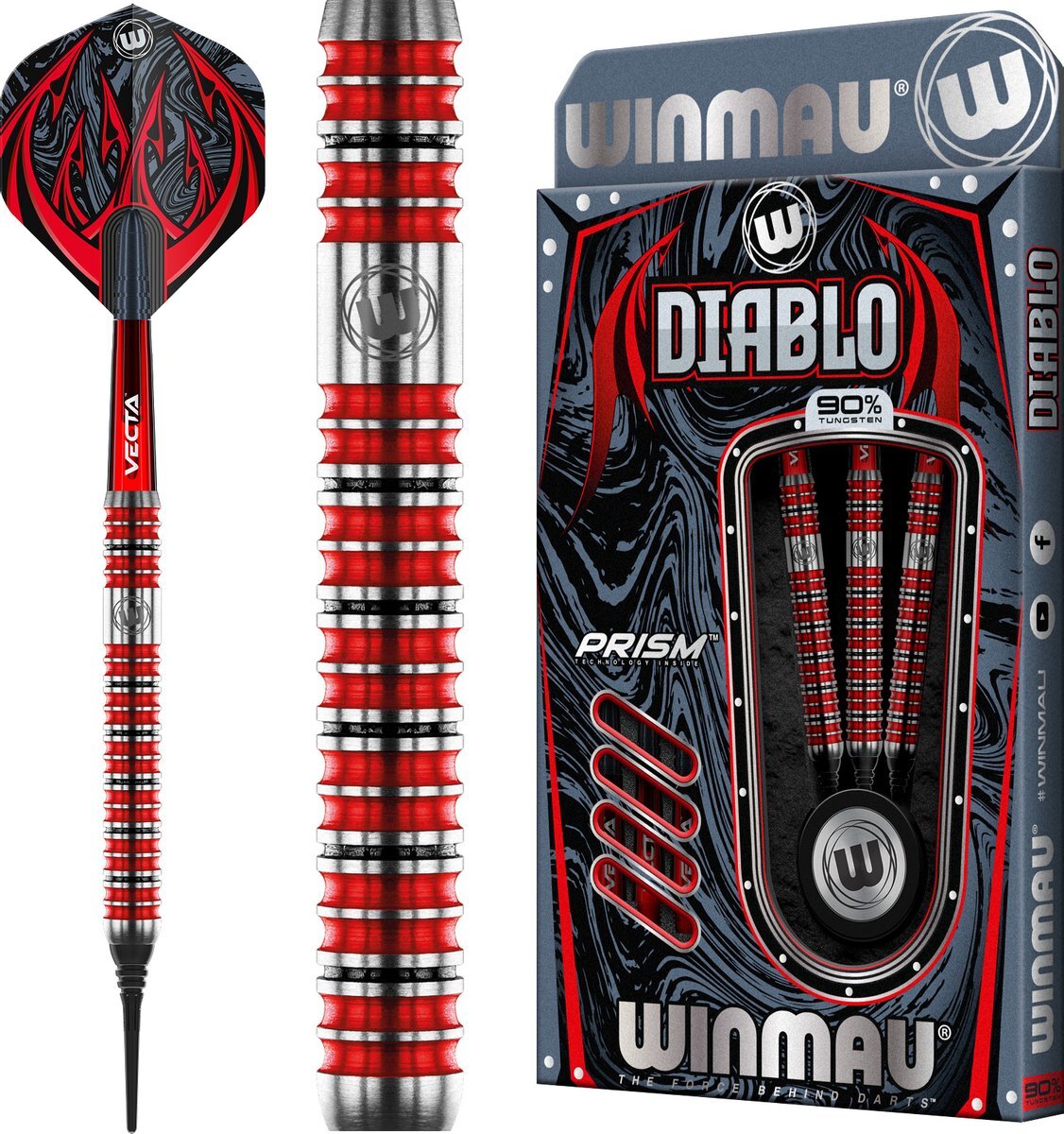 WINMAU - Diablo (Parallel) Dartpijlen Professioneel - 18g Barrel/20g Full Weight Soft Tip