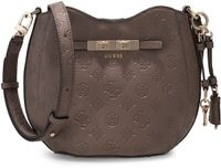 GUESS Carmella Crossbody Bucket Bag Taupe Logo