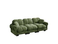 OKWISH Zitbank 260 x 86 x 90 cm - 3-Zits Cloud Sofa Met Gestikt Design En 2 Sierkussens - Voor Woonkamer - Chenille - Groen