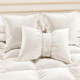 PETTI Artigiani Italiani - Fluwelen bankkussens met vulling, kussenslopen voor de slaapkamer, sierkussens met verborgen ritssluiting, kussenslopen van wit fluweel met strik 1 stuk - 50 x 40 cm