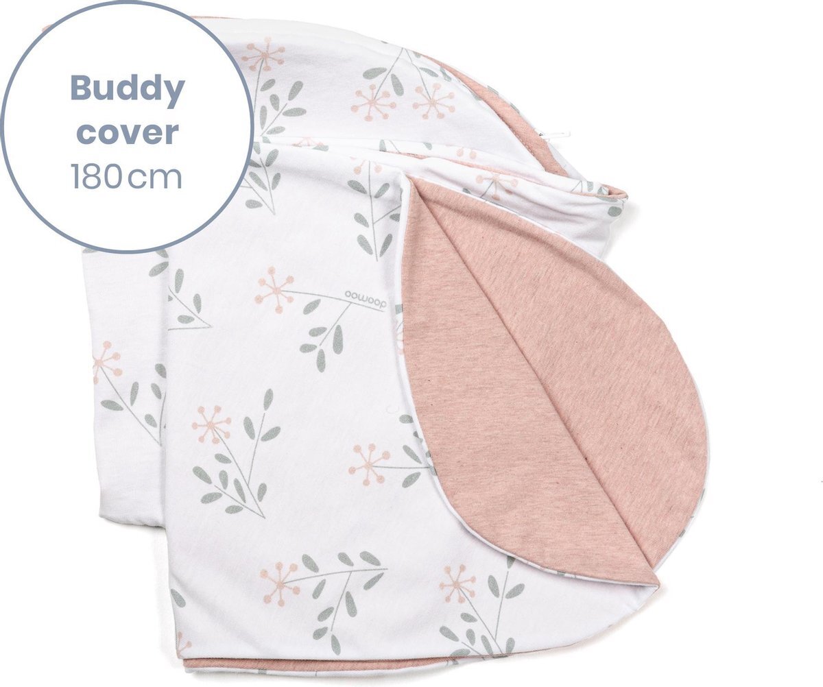 Doomoo Buddy Cover - Spring Pink - Hoes voor voedingskussen Buddy - biologisch Katoen - 180 cm