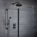 Elizabeth Système de douche Thermostatique Classique Noir avec mitigeur douche 2 voies avec inverseur, pomme de douche ronde 20cm et douchette avec barre de glissière