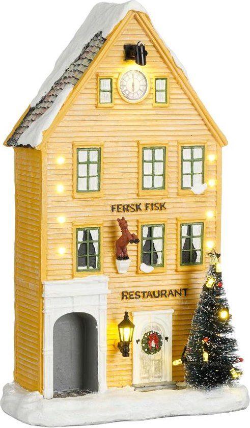 Luville Kerstdorp Bryggen restaurant - 17x9x27 cm - Polyresin - Multi