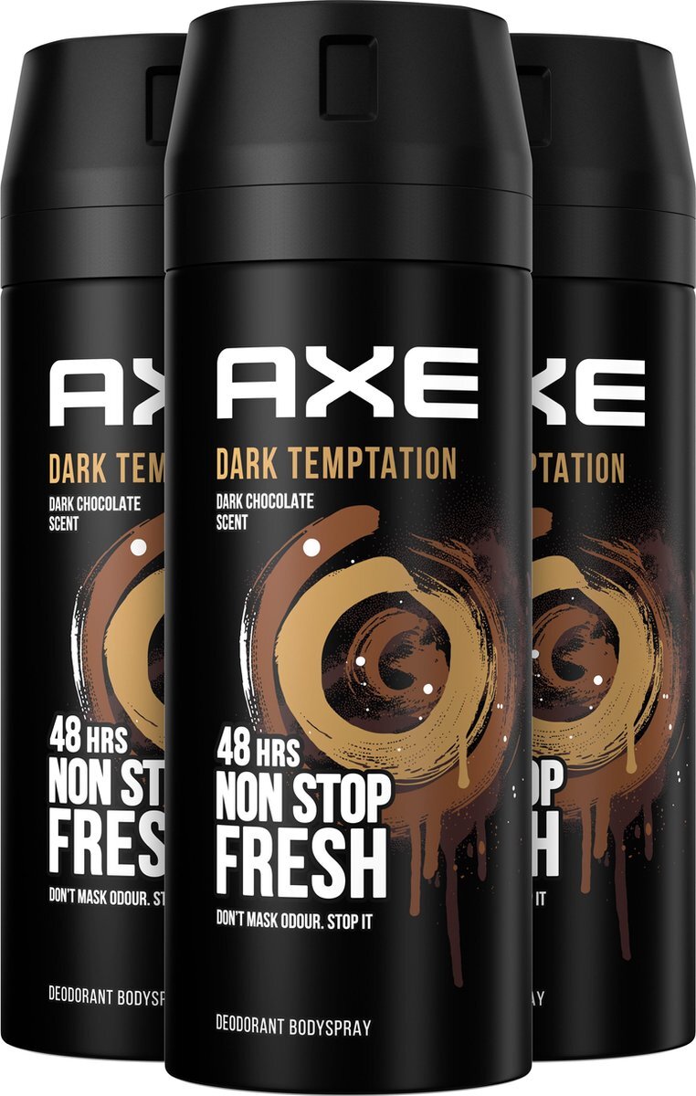 AXE Dark Tempatation Deodorant Bodyspray - 3x 150ml - Voordeelverpakking