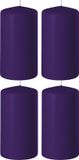 Enlightening Candles 4x bougies cylindriques/stompkaarsen violettes 6 x 10 cm 36 heures de combustion - Bougies inodores violettes