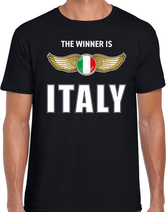 Bellatio Decorations The winner is Italy / Italie t-shirt zwart voor heren XL