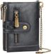 Inovra Plus - Portefeuille pour homme en cuir PU avec chaîne anti-perte et double fermeture éclair, Noir