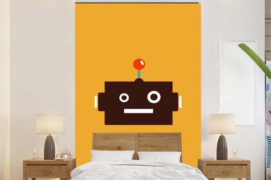 Nr1Wallpaper Behang kinderkamer - Fotobehang Robot - Gezicht - Antenne - Oranje - Breedte 160 cm x hoogte 240 cm - Kinderbehang