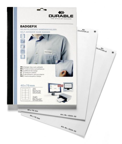 Durable Badgefix - wit - 240 stuks