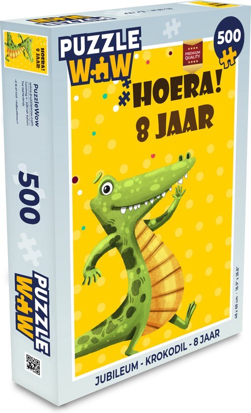 MuchoWow Puzzel Jubileum - Krokodil - 8 jaar - Legpuzzel - Puzzel 500 stukjes - Sinterklaas cadeautjes - Sinterklaas voor grote kinderen