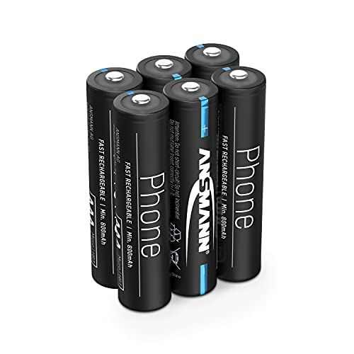 Ansmann Telefoon accu AAA 800mAh 6 stuks NiMH 1.2V - Oplaadbare batterijen - Zwart
