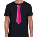 Bellatio Decorations T-shirt pour hommes - cravate rose - noir - carnaval - fête ringard XL