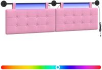 vidaXL - Hangend hoofdbord - Met LED-verlichting - Roze - Stof