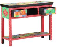 vidaXL Table murale avec tiroir et rangement, Multicolore, 100 x 30 x 77 cm