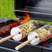 Merkloos Panier à grillades roulant imbriqué avec poignée en bois - 2 pièces - 24 cm x 10 cm - Filet de grill extérieur pour légumes - Accessoires de barbecue cylindriques en acier inoxydable