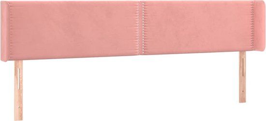 vidaXL Hoofdbord met randen 203x16x78/88 cm fluweel roze