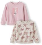 Minoti sweater meisjes 2-pack met konijn en strikjes - lichtroze