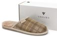 Vanuba Newcastle Pantoufles Homme - Cuir de mouton & Laine - Carreaux bleus - Semelle en caoutchouc naturel