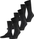 FALKE Tiago 3-Pack Herensokken, Fil d'Ecosse Katoen, Effen, Grijs, Maat 47-48