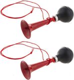 Rode metalen fiets/sport lucht toeter - 2x stuks - 19 cm
