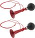 Rode metalen fiets/sport lucht toeter - 2x stuks - 19 cm