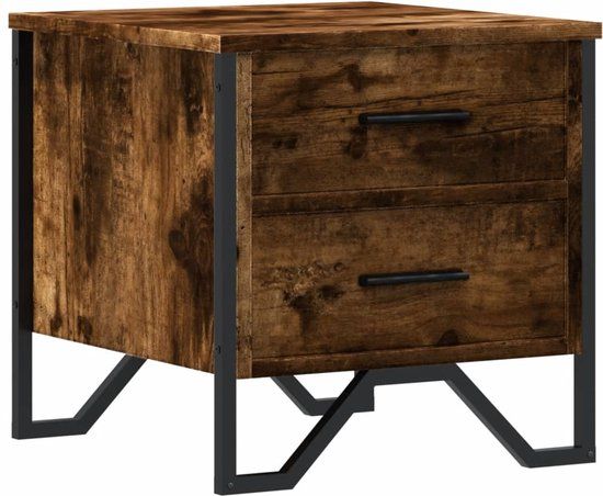 vidaXL Nachtkastje 40x41x40 cm bewerkt hout gerookt eikenkleurig