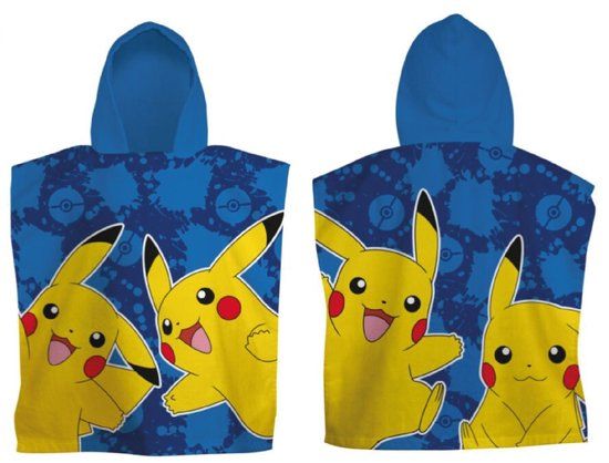 4KidsOnly Pokemon - Badponcho - Sneldrogend - Blauw - Dierenprint - Polyester Microvezel - Kinderen - One Size