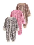 Next - Meisjes - Set van 3 babypyjama's met tweewegritssluiting - Bruin