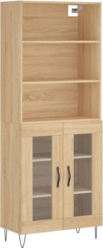 vidaXL Hoge kast bewerkt hout sonoma eikenkleurig 69,5x34x180 cm