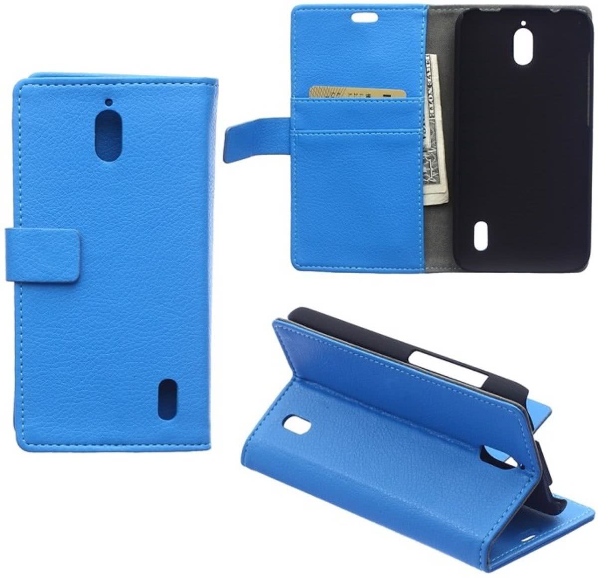 Litchi Cover wallet case hoesje Huawei Y5 Y560 blauw