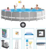 Intex Rond Prism Frame Zwembad - 548 x 122 cm - Grijs - Inclusief Pomp - Ladder - Grondzeil - Afdekzeil