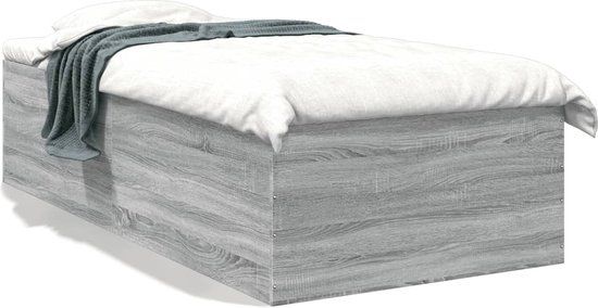 vidaXL Bedframe Bewerkt Hout Grijs Sonoma Eikenkleurig 75x190 cm