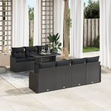 vidaXL Tuinbank Set 8-delig Zwart Polyrattan