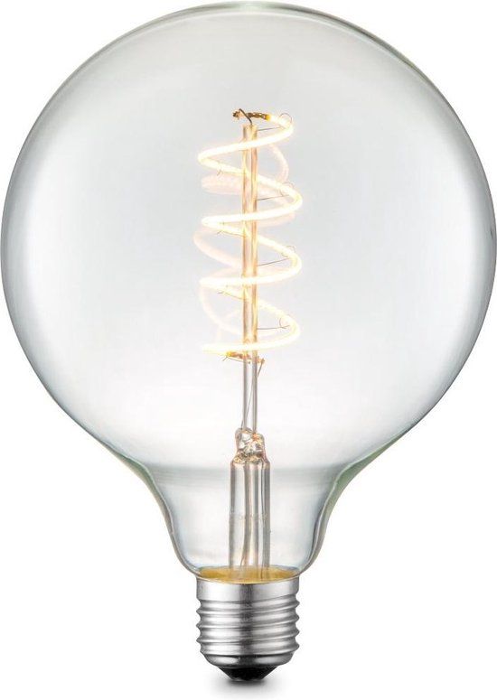 Home Sweet Home Edison Vintage E27 LED filament lichtbron Globe - Helder - 12.5/12.5/17cm - G125 Spiraal - Retro LED lamp - Dimbaar - 4W 280lm
