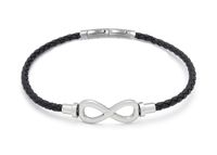 Frank 1967 7FB-0862 Heren Armband – Zwart Gevlochten Leer met Infinity Symbool