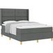 Maison Exclusive - Lit boxspring avec tête de lit, gris foncé, 160 x 200 cm, rembourré