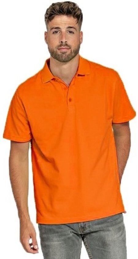 Lemon & Soda Premium poloshirt 100% katoen voor heren M oranje