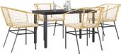 Prolenta Maison Exclusive Tuinset voor buiten, 5-delig, met kussens, bruin polyrotan, glazen tafelblad