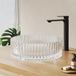 EMKE Glazen opzetwastafel rond 40,0 × 40,0 × 12,0 cm – design glazen wastafel groot volume voor badkamer en gastentoilet, wastafel zonder kraangat transparant