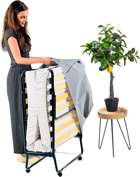 Troonz® Opklapbed One Deluxe 90x200 cm - Vouwbed met Matras - Opklapbed 1 persoons - Logeerbed