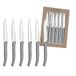 Lou Laguiole SKY Steakmessenset, roestvrij staal, lemmetlengte 23,2 cm, 6-delig, grijs