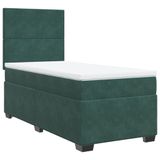 vidaXL Boxspringbed met matras, fluweel, donkergroen, 120x200 cm