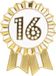 Talking Tables 16e verjaardag badge rozet metaal emaille goud wit herbruikbare accessoires meisjes volwassenen kinderen 16 schattig 16 feestbenodigdheden 4,5 cm, Metaal