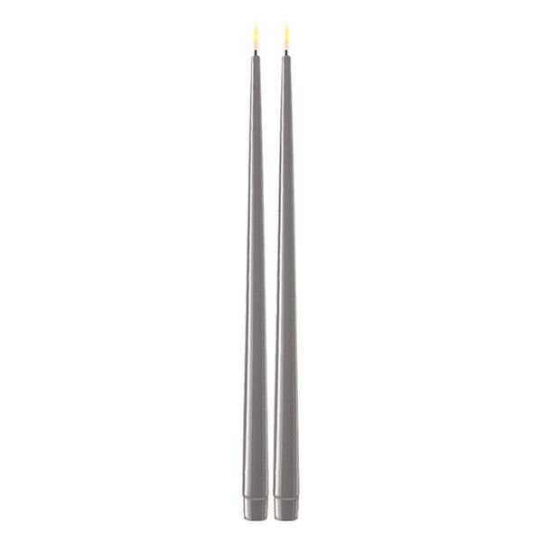 LED Dinerkaars 38 cm - Grijs - 3D Vlam - Shiny - 2 stuks - Deluxe HomeArt