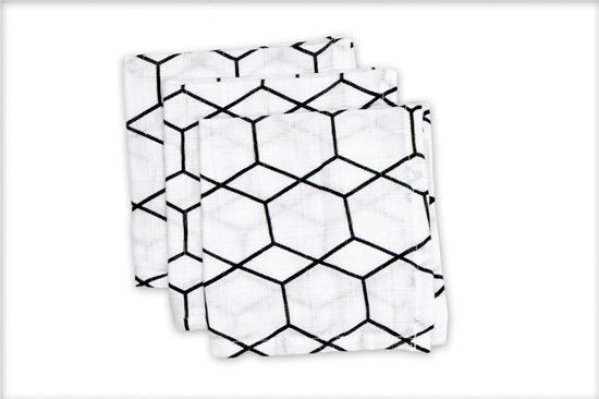 Briljant Baby Hydrofiel washandje GRID 3 stuks - zwart/wit
