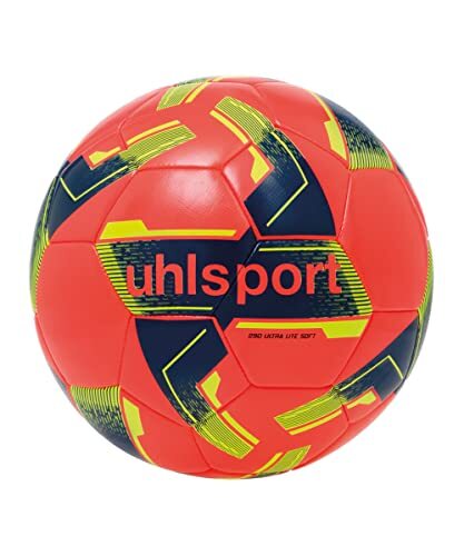 Uhlsport Ultra LITE Soft 290, Junior Voetbal, trainingsbal, voetbal, voor kinderen tot 10 jaar, fluo rood/marine/fluo geel - maat 3