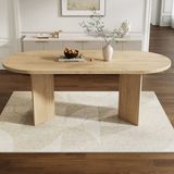 MODFU Eettafel - Ronde Hoeken - Modern - MDF - Eikenkleur - 200 X 90 X 75 Cm