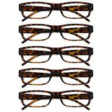 Leesbril The Reading Glasses Leesbril, bruin, schildpad waarde, set van 5 lichte mannen en vrouwen, RRR32-2 + 3,50