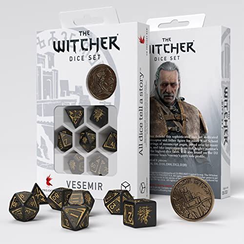 Q Workshop Witcher Dice Set: Vesemir – The Sword Master (7) - Black/Silver